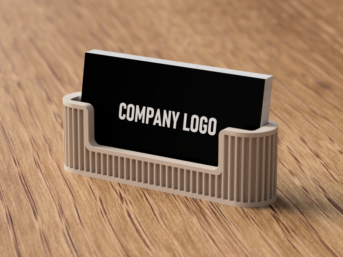 Japandi Ribbed Business Card Holder – Latte