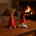 Cute Mini Christmas Gnomes pair in red and natural white