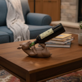 Drunken Reindeer wine bottle holder in a cosy living room setting