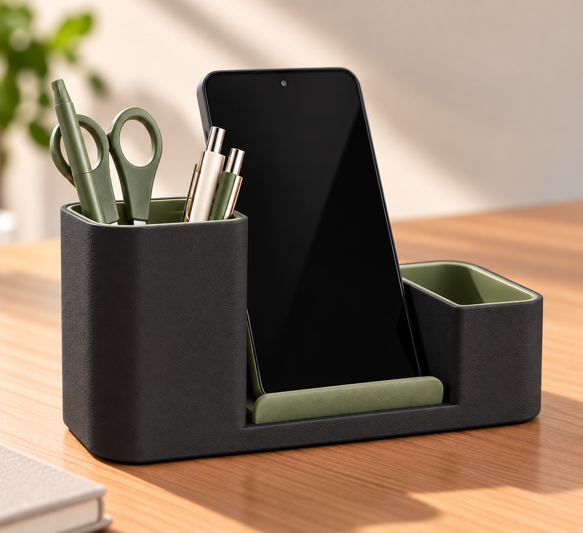 Little Nook Office Desk Organiser in Black and Green