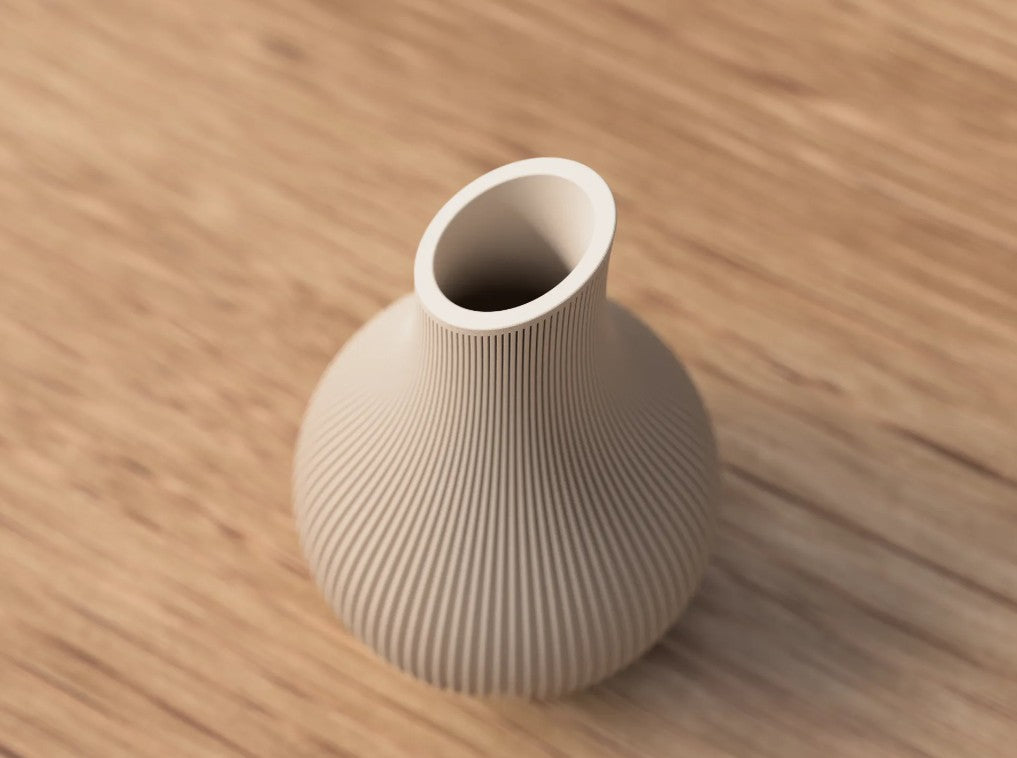 Shizu Japandi Vase in matte latte – top view