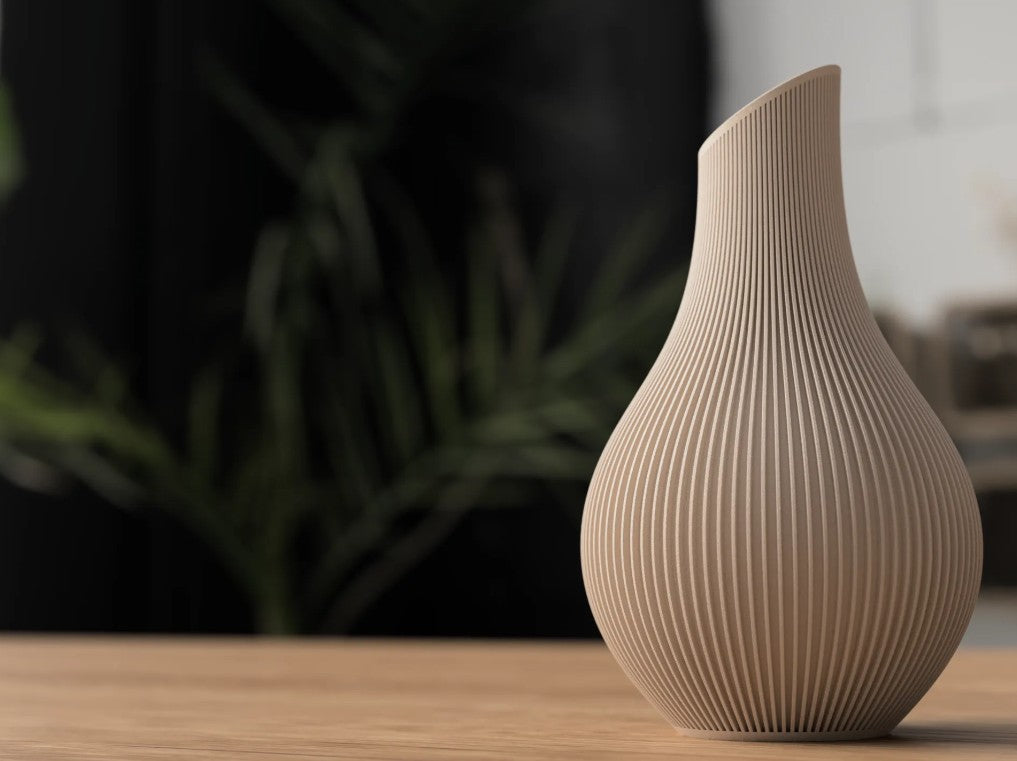 Shizu Japandi Vase in matte latte – styled view
