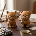 Tim and Tom Sideeye Siblings grumpy cat and side-eye dog desk buddies